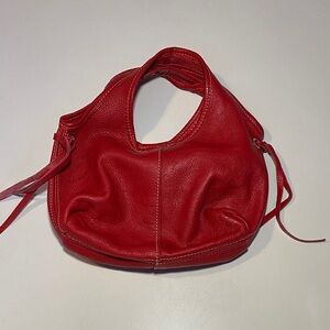 Roots Red Pebble Leather Handbag